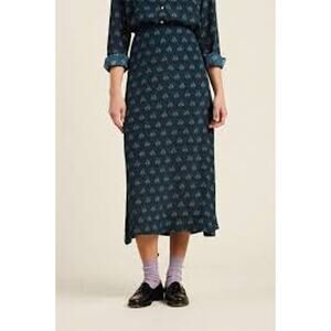 Trovata Birds of Paradis Demi Skirt Green Coastal Mosaic Midi Slip Skirt 0 NWT